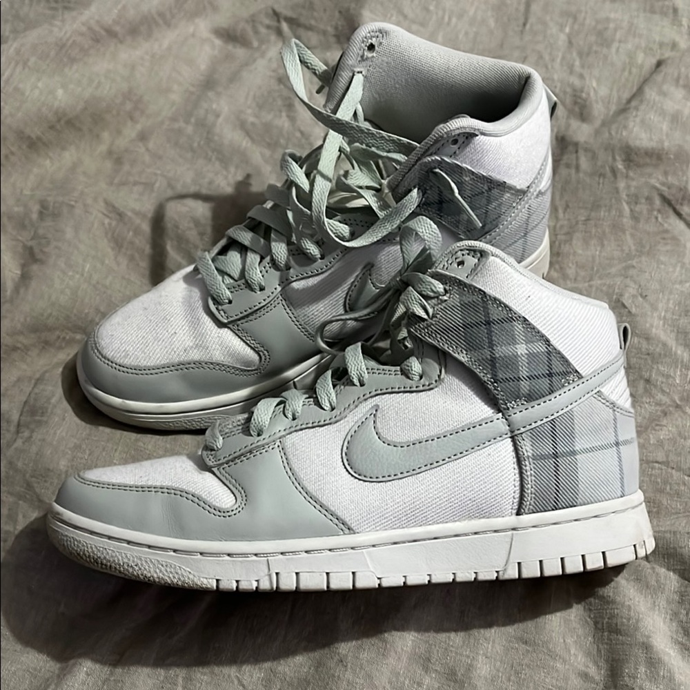 Gray and White High-Top Sneakers
